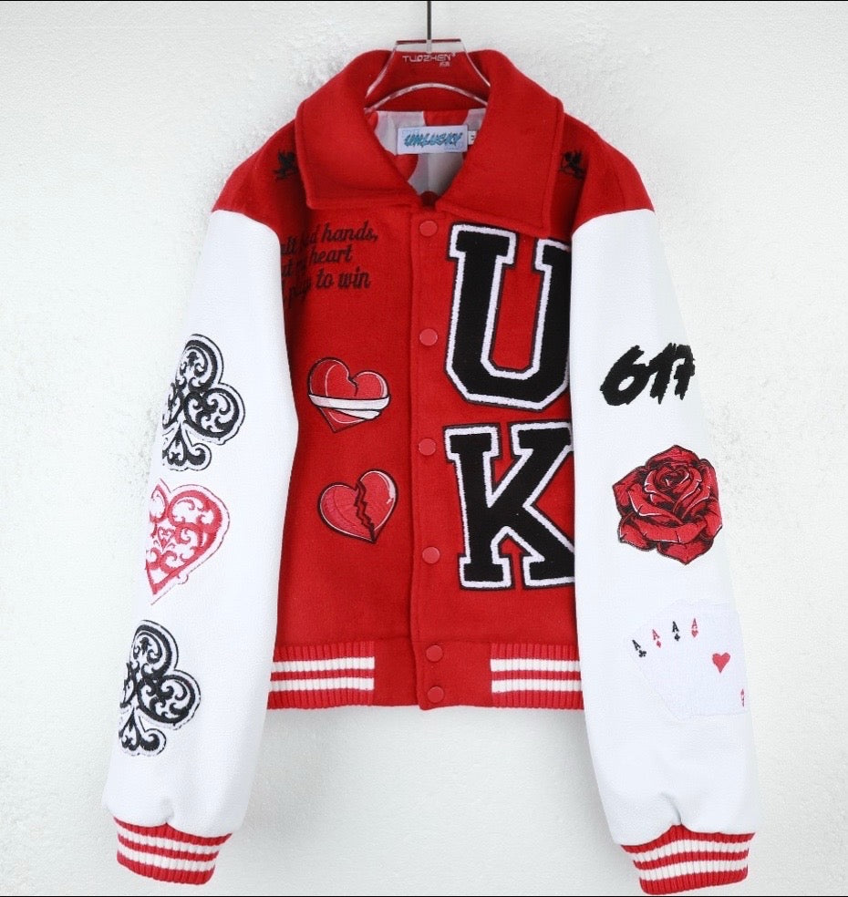 Ace of Hearts Varsity Jacket(cropped)